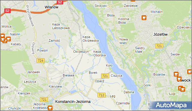 mapa Obórki gmina Konstancin-Jeziorna, Obórki gmina Konstancin-Jeziorna na mapie Targeo