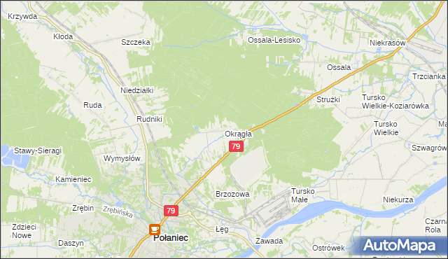 mapa Okrągła, Okrągła na mapie Targeo