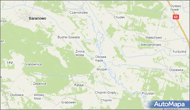 mapa Olkowa Kępa, Olkowa Kępa na mapie Targeo