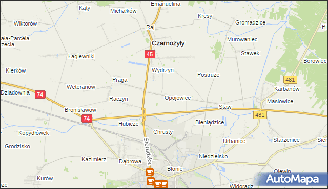 mapa Opojowice, Opojowice na mapie Targeo