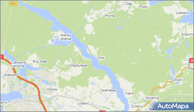 mapa Orlik gmina Łukta, Orlik gmina Łukta na mapie Targeo