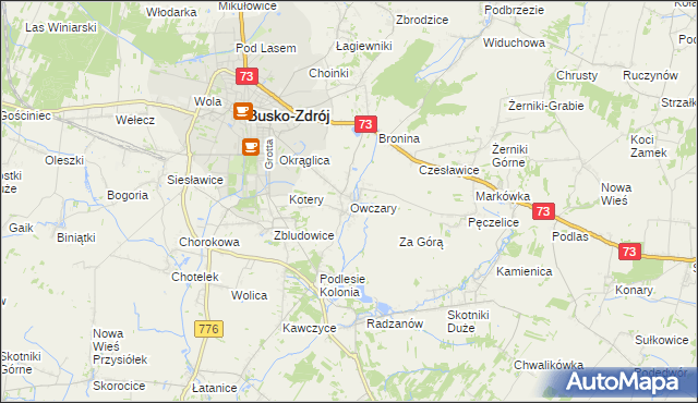 mapa Owczary gmina Busko-Zdrój, Owczary gmina Busko-Zdrój na mapie Targeo