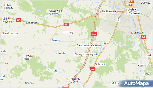 mapa Pietrzykowo-Gołąbki, Pietrzykowo-Gołąbki na mapie Targeo