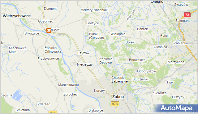 mapa Podlesie Dębowe, Podlesie Dębowe na mapie Targeo