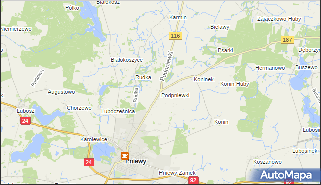 mapa Podpniewki, Podpniewki na mapie Targeo