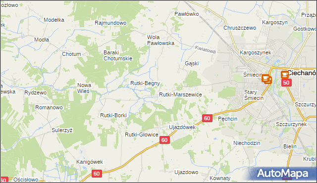 mapa Rutki-Marszewice, Rutki-Marszewice na mapie Targeo