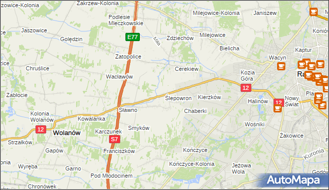 mapa Ślepowron, Ślepowron na mapie Targeo