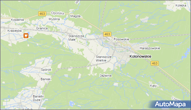 mapa Staniszcze Wielkie, Staniszcze Wielkie na mapie Targeo