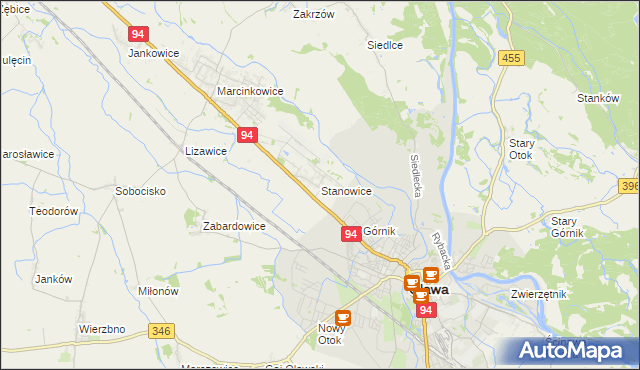 mapa Stanowice gmina Oława, Stanowice gmina Oława na mapie Targeo