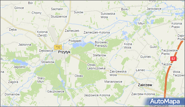 mapa Stefanów gmina Przytyk, Stefanów gmina Przytyk na mapie Targeo