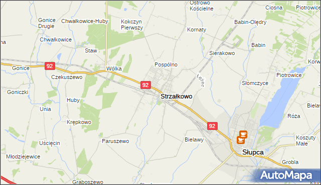 mapa Strzałkowo powiat słupecki, Strzałkowo powiat słupecki na mapie Targeo