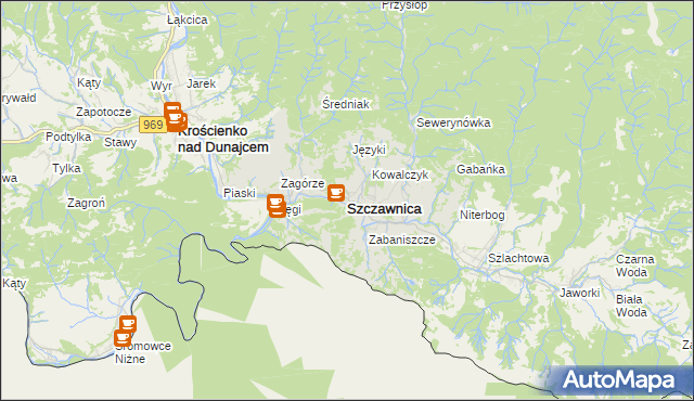 mapa Szczawnica, Szczawnica na mapie Targeo