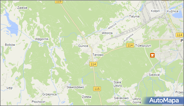 mapa Tanowo, Tanowo na mapie Targeo