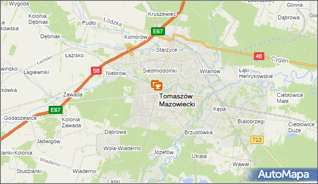 mapa Tomaszów Mazowiecki, Tomaszów Mazowiecki na mapie Targeo