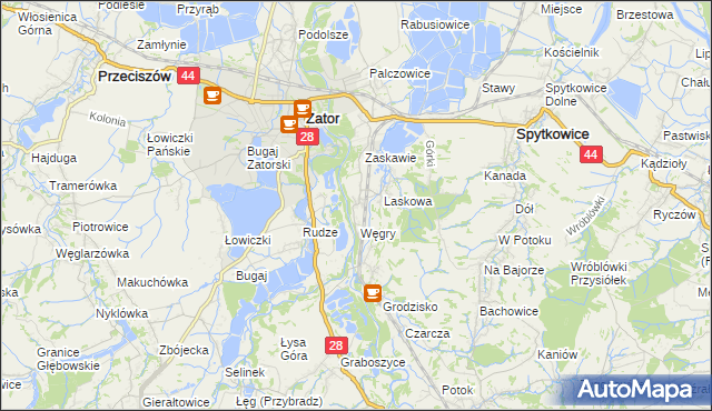 mapa Trzebieńczyce, Trzebieńczyce na mapie Targeo