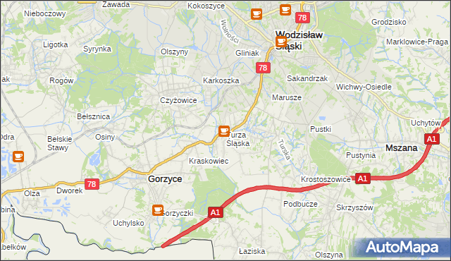 mapa Turza Śląska, Turza Śląska na mapie Targeo