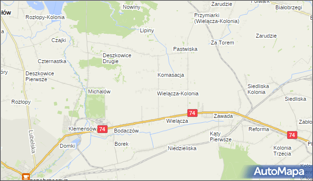 mapa Wielącza-Kolonia, Wielącza-Kolonia na mapie Targeo