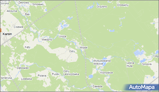 mapa Wojtal, Wojtal na mapie Targeo