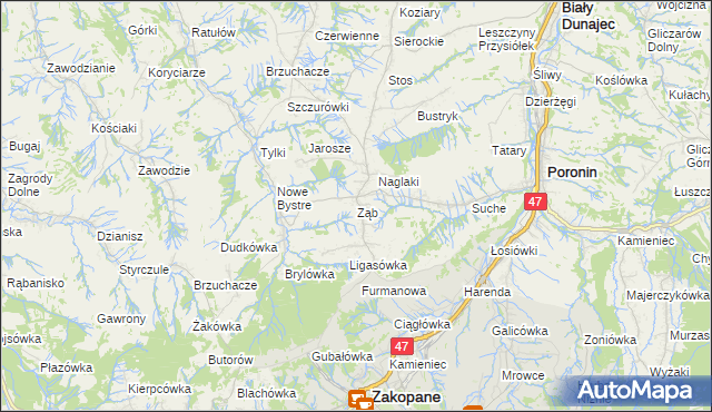 mapa Ząb, Ząb na mapie Targeo