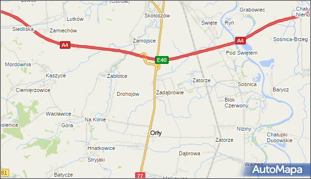 mapa Zadąbrowie gmina Orły, Zadąbrowie gmina Orły na mapie Targeo