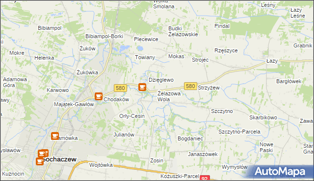 mapa Żelazowa Wola, Żelazowa Wola na mapie Targeo