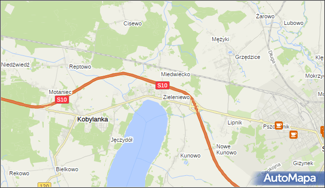 mapa Zieleniewo gmina Kobylanka, Zieleniewo gmina Kobylanka na mapie Targeo