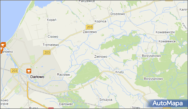 mapa Zielnowo gmina Darłowo, Zielnowo gmina Darłowo na mapie Targeo