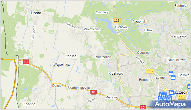 mapa Bezrzecze, Bezrzecze na mapie Targeo