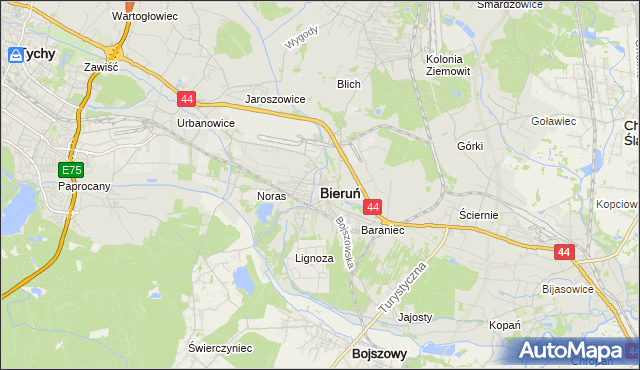 mapa Bieruń, Bieruń na mapie Targeo