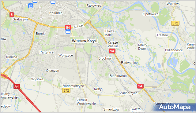 mapa Brochów gmina Wrocław, Brochów gmina Wrocław na mapie Targeo