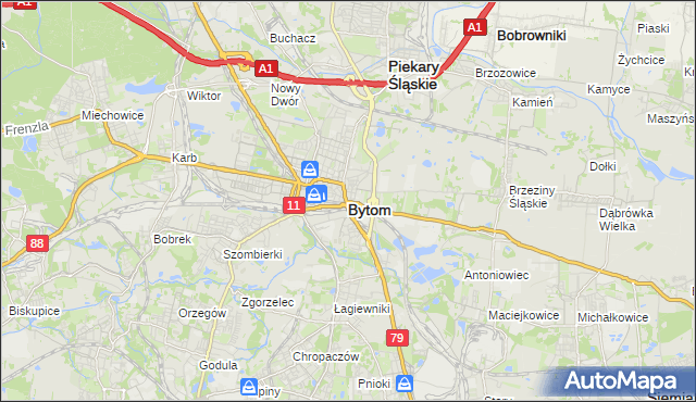 mapa Bytomia, Bytom na mapie Targeo