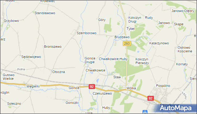 mapa Chwałkowice-Huby, Chwałkowice-Huby na mapie Targeo