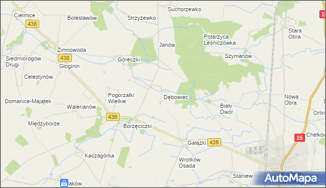 mapa Dębowiec gmina Koźmin Wielkopolski, Dębowiec gmina Koźmin Wielkopolski na mapie Targeo