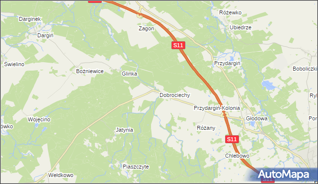 mapa Dobrociechy, Dobrociechy na mapie Targeo