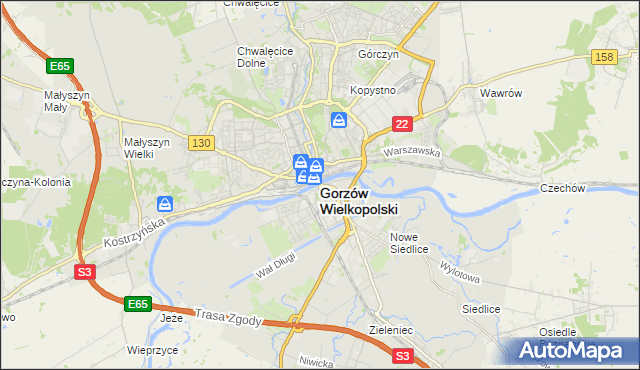 mapa Gorzów Wielkopolski, Gorzów Wielkopolski na mapie Targeo