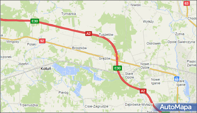 mapa Gręzów, Gręzów na mapie Targeo