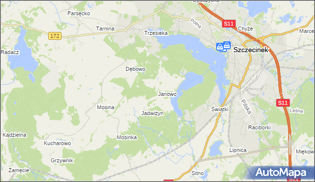 mapa Janowo gmina Szczecinek, Janowo gmina Szczecinek na mapie Targeo