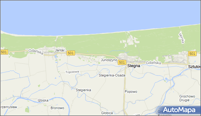 mapa Junoszyno, Junoszyno na mapie Targeo