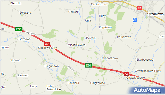 mapa Kościanki gmina Strzałkowo, Kościanki gmina Strzałkowo na mapie Targeo