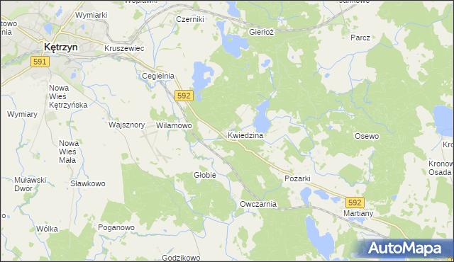 mapa Kwiedzina, Kwiedzina na mapie Targeo