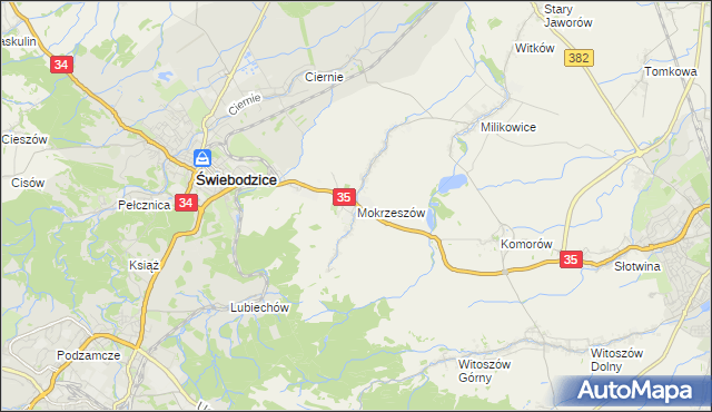 mapa Mokrzeszów, Mokrzeszów na mapie Targeo