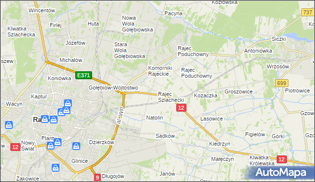 mapa Rajec Szlachecki, Rajec Szlachecki na mapie Targeo