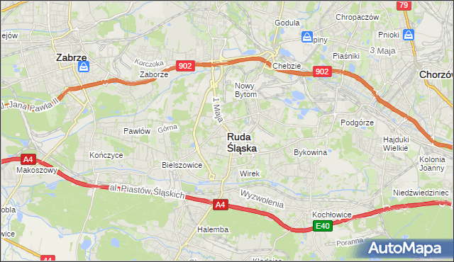 mapa Rudy Śląskiej, Ruda Śląska na mapie Targeo