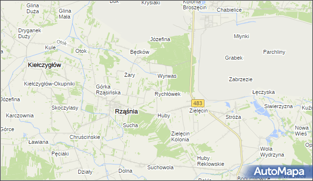 mapa Rychłowiec, Rychłowiec na mapie Targeo