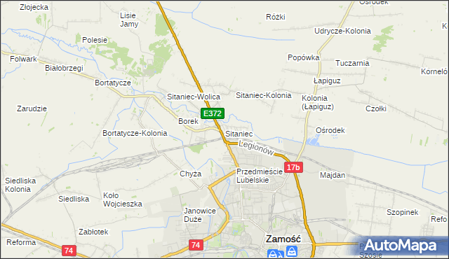 mapa Sitaniec, Sitaniec na mapie Targeo