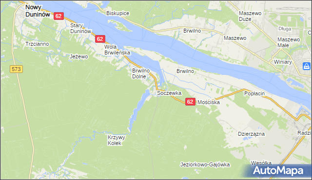 mapa Soczewka gmina Nowy Duninów, Soczewka gmina Nowy Duninów na mapie Targeo