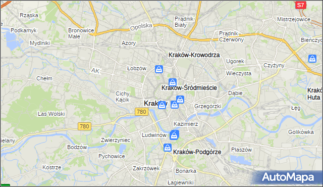 mapa Stare Miasto gmina Kraków, Stare Miasto gmina Kraków na mapie Targeo