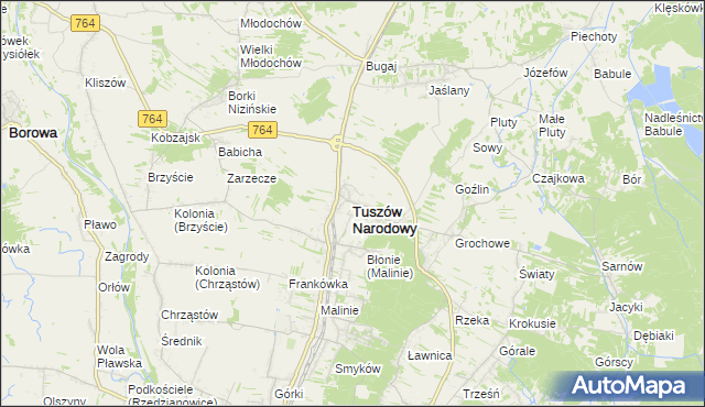 mapa Tuszów Narodowy, Tuszów Narodowy na mapie Targeo