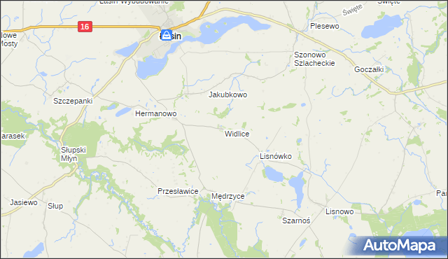 mapa Widlice gmina Świecie nad Osą, Widlice gmina Świecie nad Osą na mapie Targeo