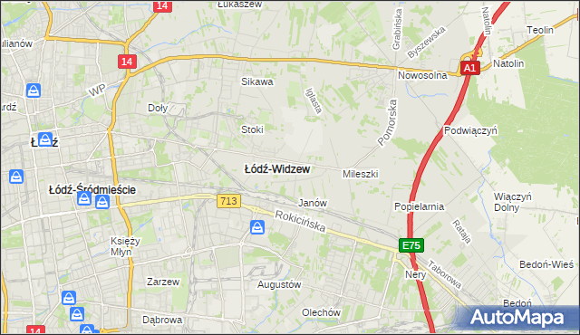 mapa Widzew, Widzew na mapie Targeo